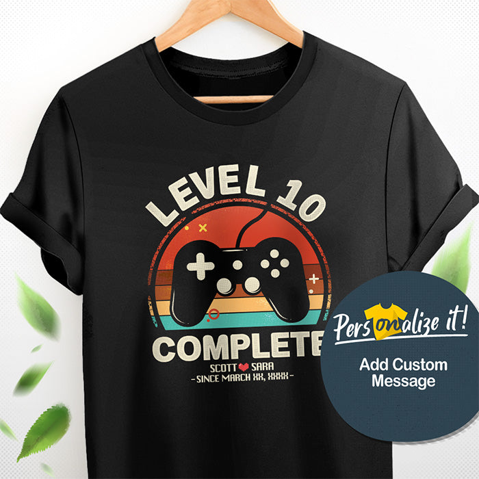 Personalized 10 Year Anniversary Gamer Level T-Shirt