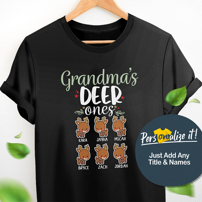 Grandma Deer Ones Christmas Personalized T-Shirt