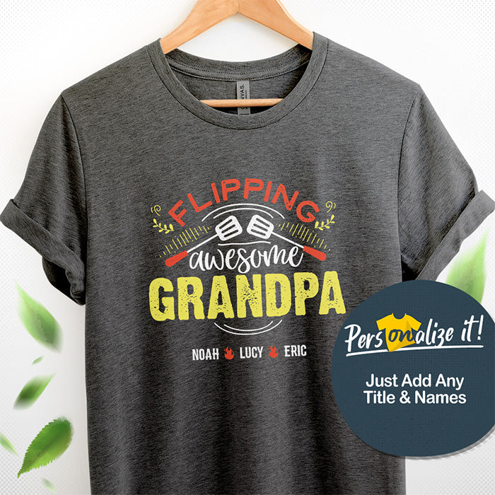 Grandpa Flipping Grilling Awesome Personalized T-Shirt