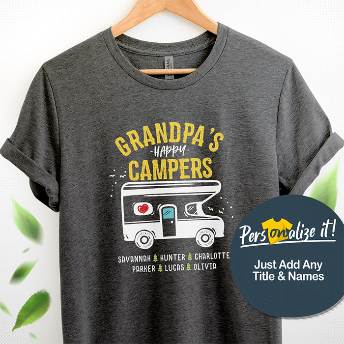 Grandpa's Happy Campers Personalized T-Shirt