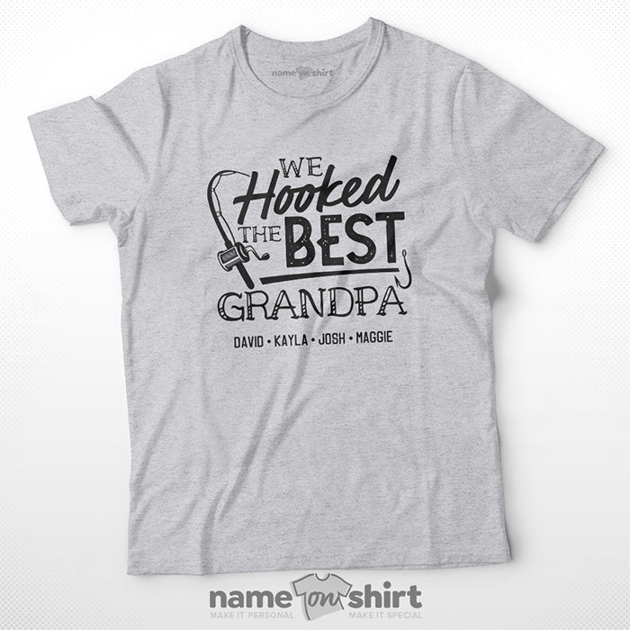 Hooked The Best Grandpa Personalized Fishing T-Shirt