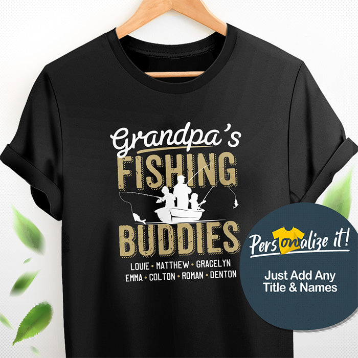 Grandpa Fishing Buddies Personalized T-Shirt