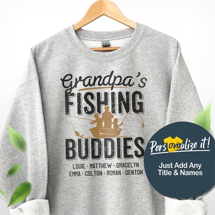 Grandpa Fishing Buddies Personalized Sweatshirt