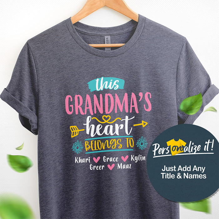 This Grandma's Heart Belongs To Personalized T-shirt