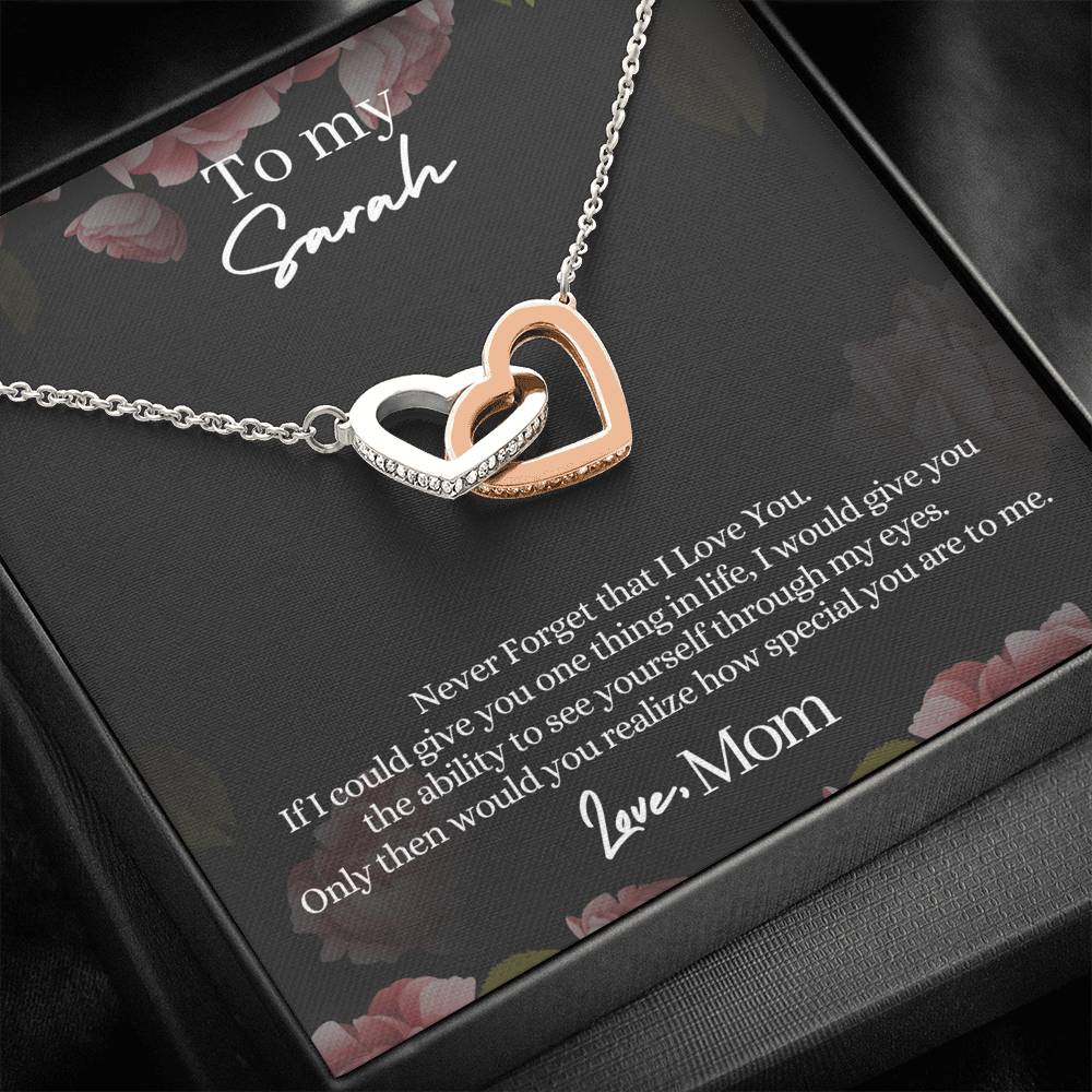 Through My Eyes Hearts Necklace Personalized Card