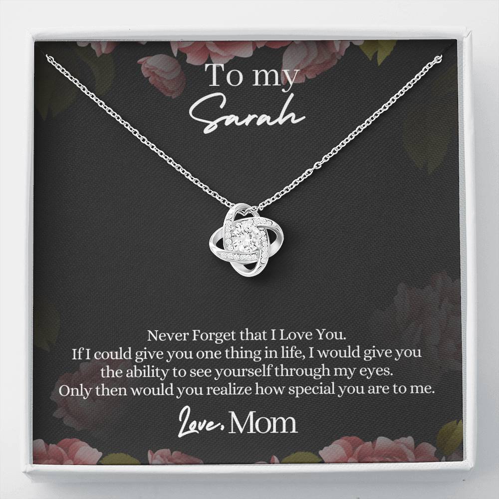 Through My Eyes Love Knot Necklace Personalized Card